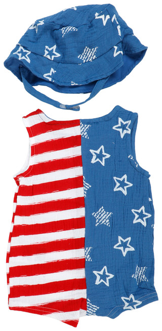 Thumbnail 2: Baby Essentials Baby Boys Romper & Sun Hat Set 