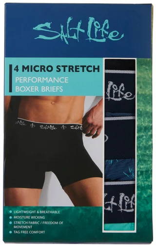 Thumbnail 1: Salt Life Men's 4 Pk Micro Stretch Performance Boxer Briefs 