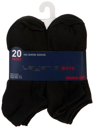 Thumbnail 1: Layer 8 Boys 20 Pk Qwick-Dry No Show Socks 