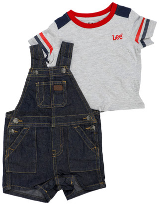 Thumbnail 2: Lee Baby Boy's Short Sleeve Tee Overall Short Set 