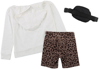 Thumbnail 2: 90 DEGREE BY REFLEX Big Girls 3 Pc Active Biker Shorts Set w/ Belt Bag 