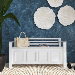 Thumbnail 3: Linon Linon Laredo White Storage Bench 