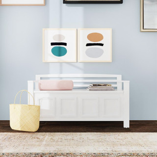 Thumbnail 4: Linon Linon Laredo White Storage Bench 