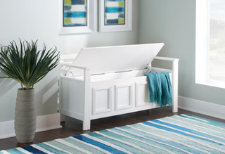 Thumbnail 8: Linon Linon Laredo White Storage Bench 
