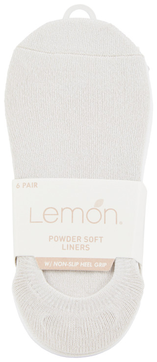 Thumbnail 1: LEMON Women's 6 Pk Powder Soft Liners w/ Non-Slip Heel Grip 