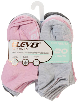 Thumbnail 1: Elev 8 Girls 20 Pk No Show Sport Socks 