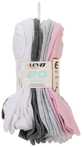 Thumbnail 2: Elev 8 Girls 20 Pk No Show Sport Socks 