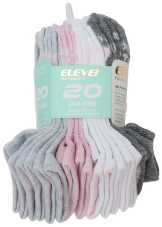 Thumbnail 5: Elev 8 Girls 20 Pk No Show Sport Socks 