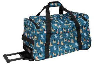 Thumbnail 3: Traveland 26 in Dog Print Multi-Pocket Rolling Duffel Bag 