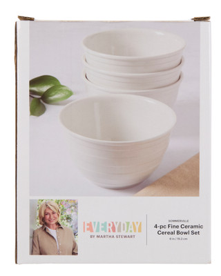 Thumbnail 2: MARTHA STEWART EVERYDAY 4 Pk Sommerville Fine Ceramic Cereal Bowl Set 