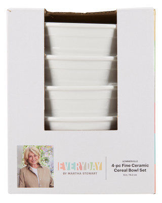 Thumbnail 1: MARTHA STEWART EVERYDAY 4 Pk Sommerville Fine Ceramic Cereal Bowl Set 