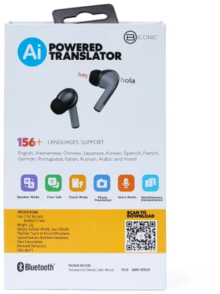 Thumbnail 4: BYTECH XT-61 Real-Time Translation w/ Wireless Earbuds & Case 
