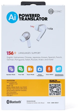 Thumbnail 6: BYTECH XT-61 Real-Time Translation w/ Wireless Earbuds & Case 