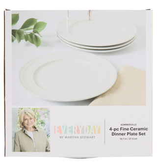 Thumbnail 2: MARTHA STEWART EVERYDAY 4 Pk Fine Ceramic Dinner Plate Set 