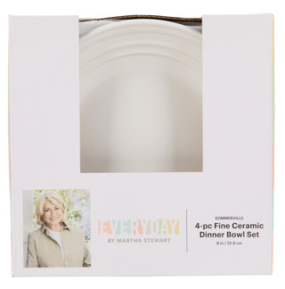 Thumbnail 1: MARTHA STEWART EVERYDAY 4 Pk Fine Ceramic Dinner Bowl Set 