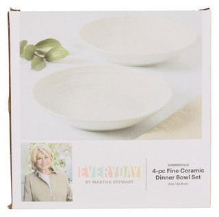 Thumbnail 2: MARTHA STEWART EVERYDAY 4 Pk Fine Ceramic Dinner Bowl Set 