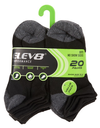 Thumbnail 1: ELEV8 20 Pr Boys Performance No-Show Socks 