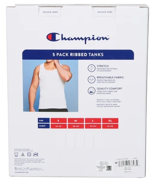 Thumbnail 2: Champion Men's 5 Pk Ribbed Tank Tops 