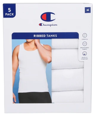 Thumbnail 1: Champion Men's 5 Pk Ribbed Tank Tops 