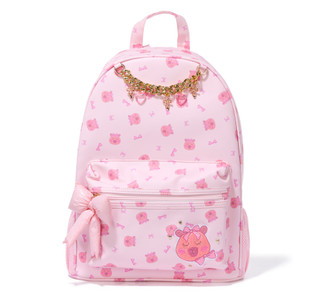 Thumbnail 1: Under One Sky Teddy Face & Bows XL Backpack with Chain Bling & Bow 