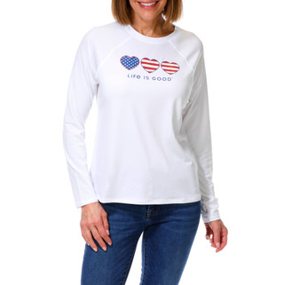 Thumbnail 1: Life is Good Women's Americana Life is Good Flag Hearts Rashguard Top  