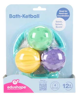 Thumbnail 1: Edushape 4 Pc Bath-Ketball Set with Squirt Balls & Net 