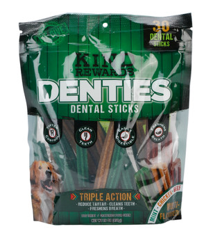 Thumbnail 2: Kind Rewards 30 Pk Triple Action Bac'N Sizzlers Dental Dog Treat Sticks  