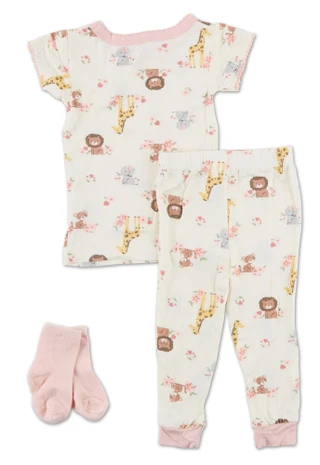 Thumbnail 2: FLORAL THREADS Baby Girls 3 Pc Pajama Pants Set  
