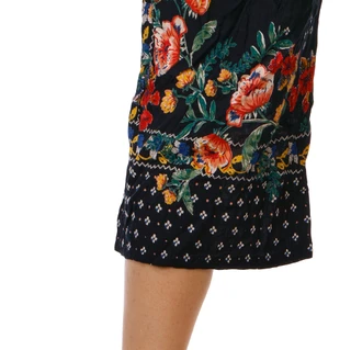 Thumbnail 4: Nostalgia Women's Floral Wide Leg Crop Pants with Decorative Tie  
