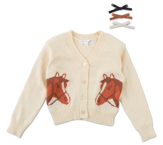 Thumbnail 1: Btween Little Girls 4 Pc Cardigan & Hair Clip Set 
