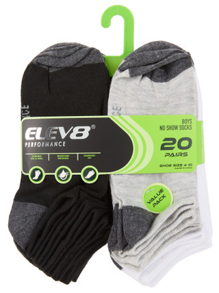 Thumbnail 1: ELEV8 20 Pr Boys Performance No-Show Socks 