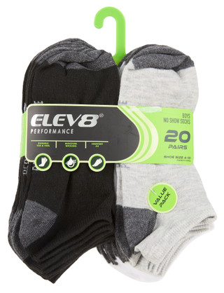 Thumbnail 1: Elev 8 Boys 20 Pk No Show Performance Socks 