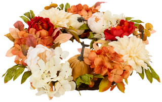 Thumbnail 2: Autumn Gatherings 18 In Velvet Pumpkin Harvest Wreath 