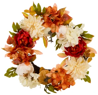Thumbnail 1: Autumn Gatherings 18 In Velvet Pumpkin Harvest Wreath 