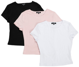 Thumbnail 1: Sugar Kiss Juniors 3 Pk Short Sleeve Solid Crew Neck Tee 