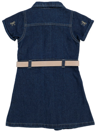 Thumbnail 2: Nannette Little Girls Short Sleeve Belted Denim Dress 