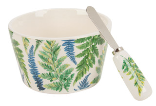 Thumbnail 1: Boston International 2 Pc Ceramic Greenery Dip Bowl & Spreader 