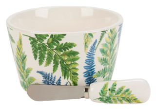 Thumbnail 2: Boston International 2 Pc Ceramic Greenery Dip Bowl & Spreader 