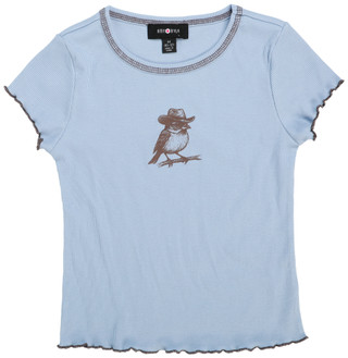 Thumbnail 1: Amy Byer Big Girls Short Sleeve Ribbed Cowboy Bird Top 