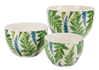 Thumbnail 1: Boston International 3 Pc Ceramic Greenery Prep Bowls 