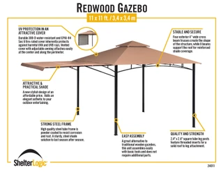 Thumbnail 7: Shelter Logic ShelterLogic Redwood 11' x 11' Awning Gazebo 