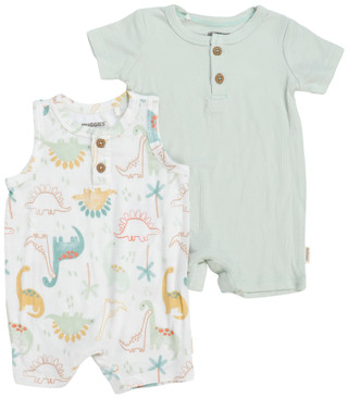 Thumbnail 1: HUGGIES Baby Boys 2 Pk Dino Rompers 