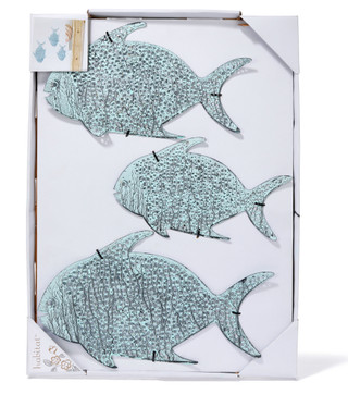 Thumbnail 1: Habitat 3 Pc Free Floating Patina Fish Wall Art 