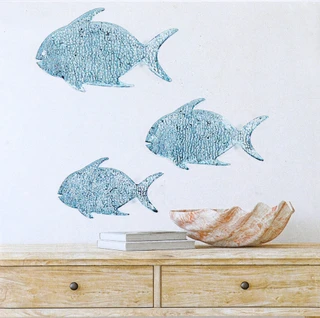 Thumbnail 2: Habitat 3 Pc Free Floating Patina Fish Wall Art 
