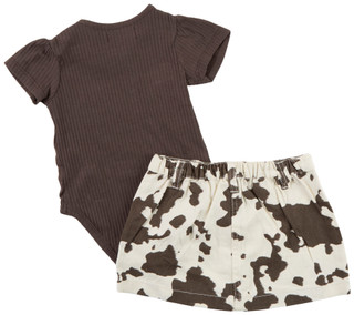 Thumbnail 2: 7 FOR ALL MANKIND Baby Girls 2 Pc Cow Print Denim Skort Set 