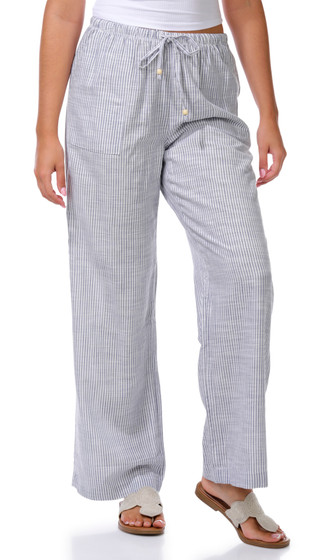 Thumbnail 1: Pink Rose Juniors Stripe Drawstring Wide Leg Pants 