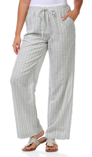 Thumbnail 1: Pink Rose Juniors Stripe Drawstring Wide Leg Pants 