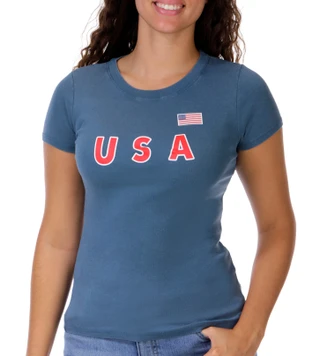 Thumbnail 1: Vintage threadz Juniors Short Sleeve USA Ringer Tee 