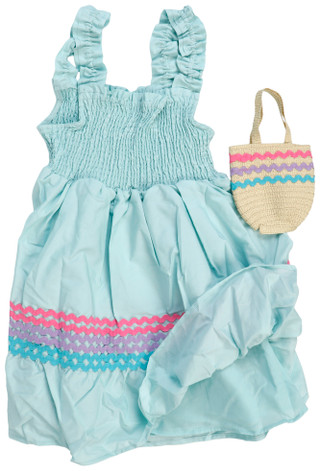Thumbnail 2: Btween Big Girl 2 Pc Sleeveless Poplin Smocked Dress & Bag 