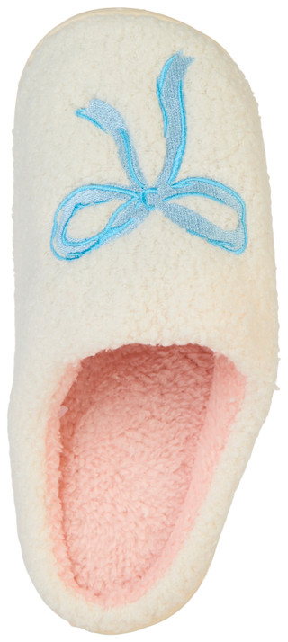 Thumbnail 2: THE DARLING EFFECT Women's Blue Bow Fuzzy Slippers 
